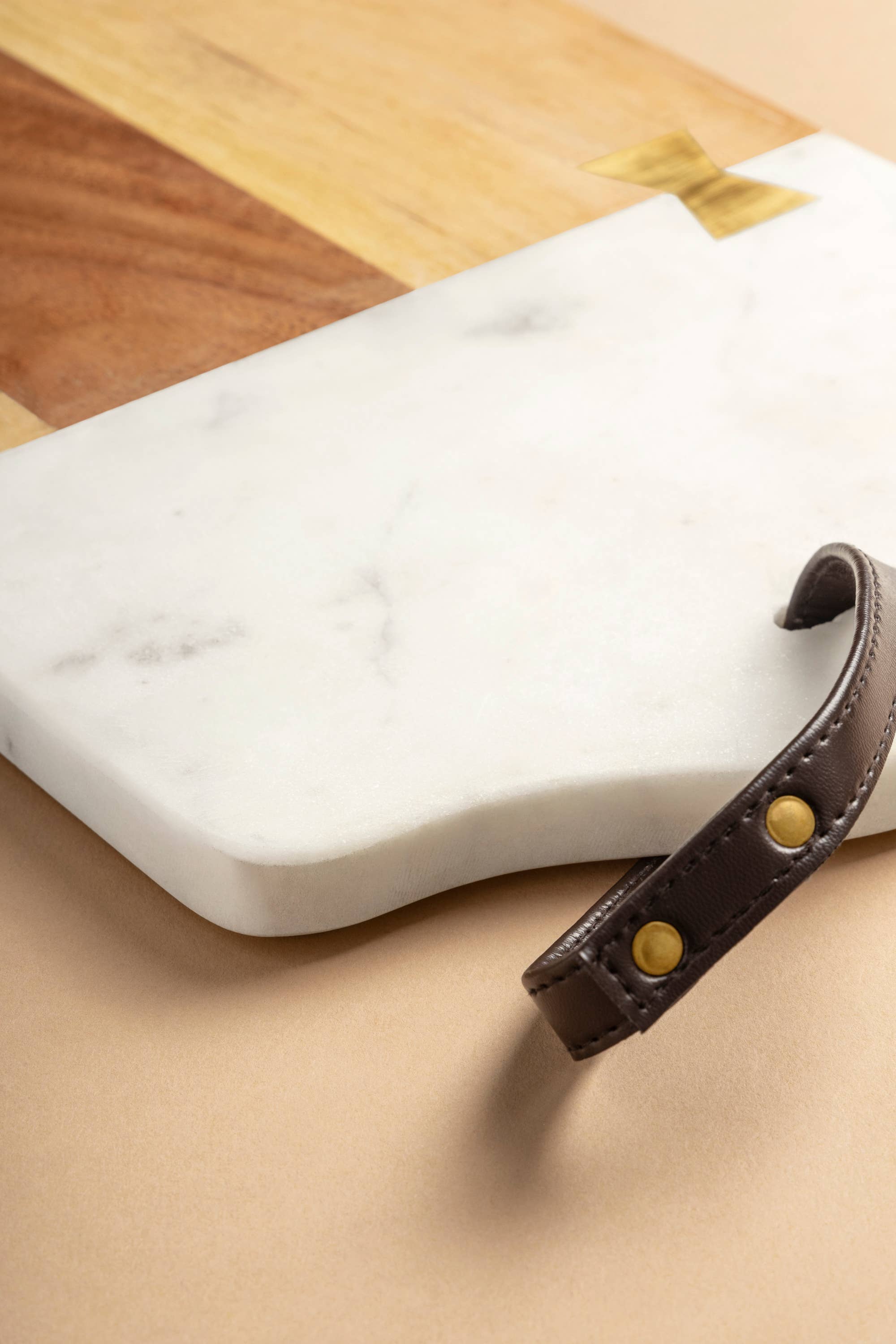 Gauri Kohli: Darvaza Marble & Wood Cutting Board - 18" L x 8.75" W - Image 3